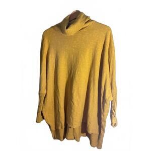 Chalet et ceci Mustard Yellow Textured Turtleneck Sweater Button/ Ribbed Cuffs